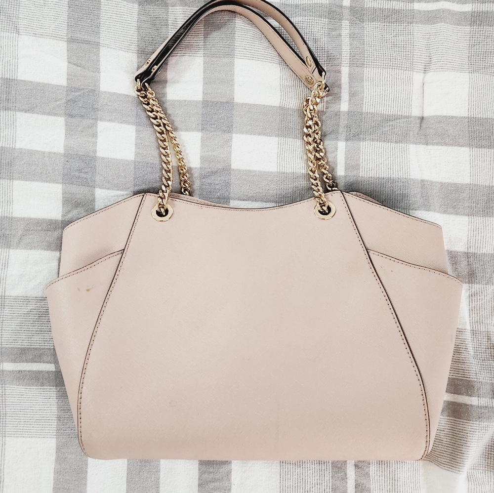 MICHAEL KORS Jet Set Travel Leather Ballet Blush LG Chain Shoulder Tote Bag - Picture 3 of 9